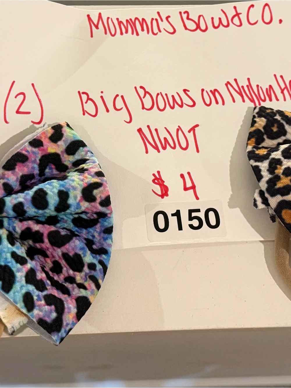 Nylon Headband with Multicolor Big Leopard Bows